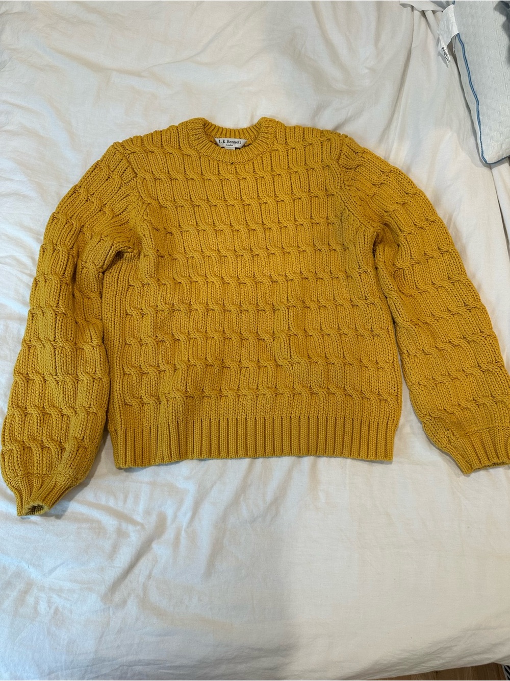 LK Bennett Chunky Cable Crewneck Sweater - Mustard Yellow